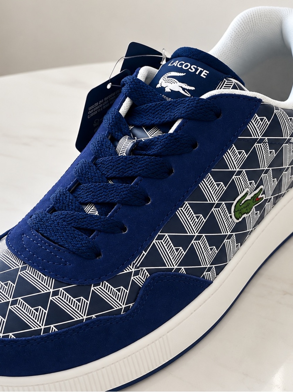 Lacoste Men's Navy & White Patterned Low-Top Sneakers